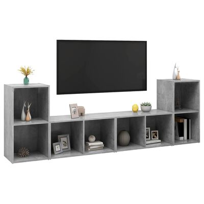 vidaXL TV Cabinets 4 pcs Concrete Gray 28.3"x13.8"x14.4" Chipboard