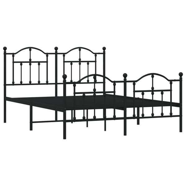 vidaXL Bed Frame Black Powder-Coated Steel 55.1x78.7 in Bed Frame