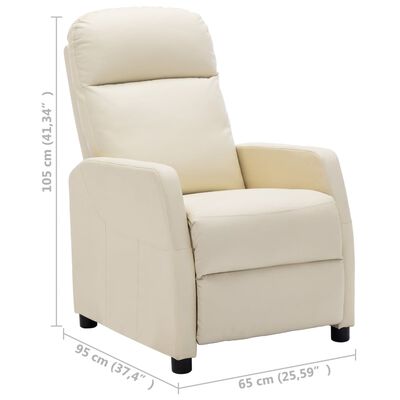 vidaXL Reclining Chair Cream White Faux Leather