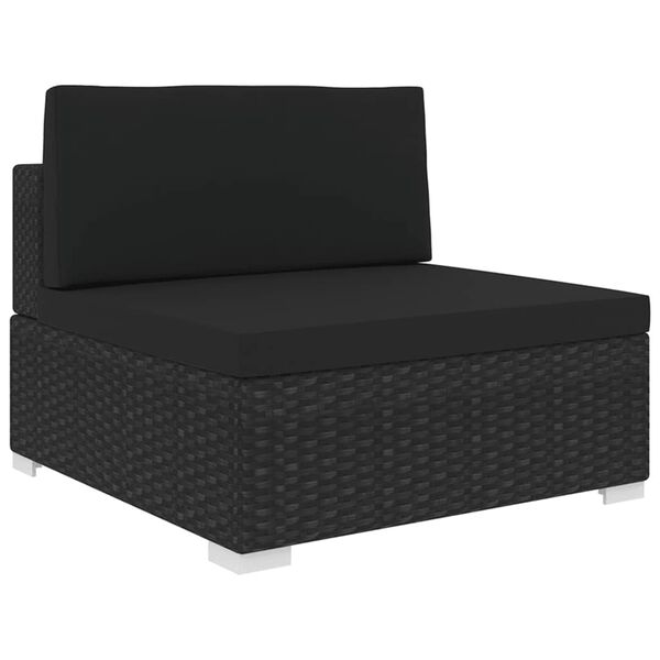 vidaXL Middle Seat Black PE Rattan Medium Modular Middle Seat Square