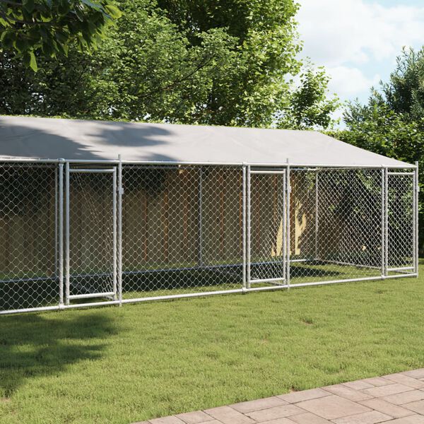 vidaXL Dog Cage Grey Galvanized Steel, Water-resistant Fabric Extra Large