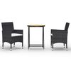 vidaXL 3 Piece Patio Bistro Set Poly Rattan and Acacia Wood Black