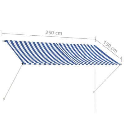 vidaXL Retractable Awning 98.4" x 59.1" Blue and White