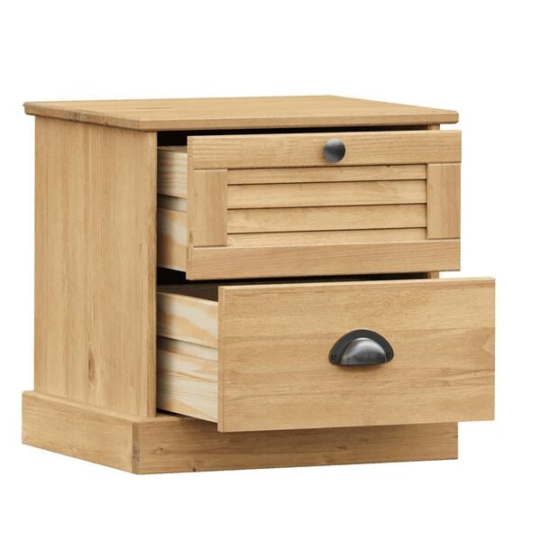 vidaXL Bedside Cabinet Honey Solid Pine Wood with Honey Wax Finish Small