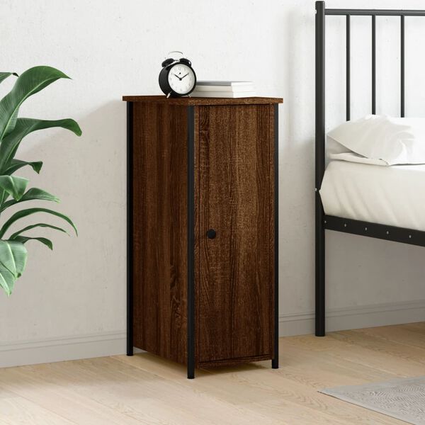 vidaXL Bedside Cabinet Brown Oak Engineered wood, iron Medium