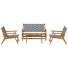 vidaXL Garden Chairs with Table 4 pcs Black 35.4" x 17.7" x 15.7