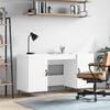 vidaXL Desk White Engineered wood, iron, faux leather 55.1x19.7x29.5 in