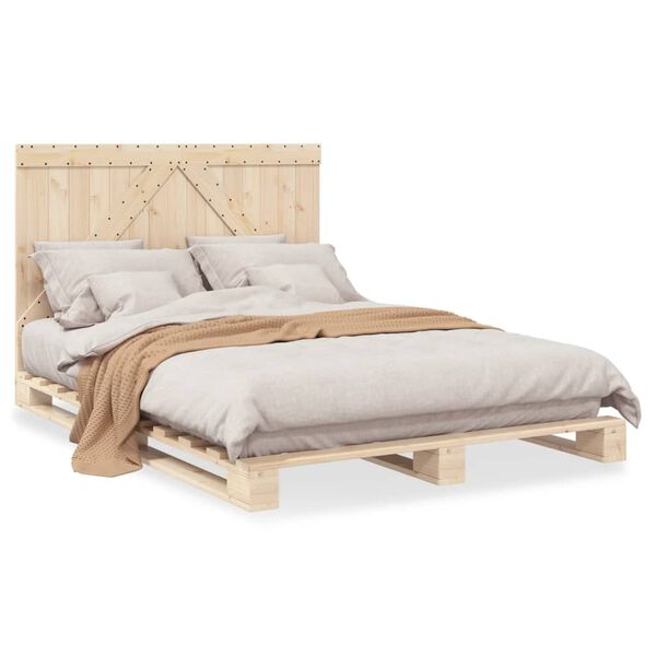 vidaXL Bed Frame Natural Pine Solid Pine wood Full Durable Bed Frame