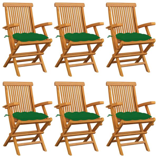vidaXL Patio Chair Set of 6 Teak Teak wood Standard Foldable