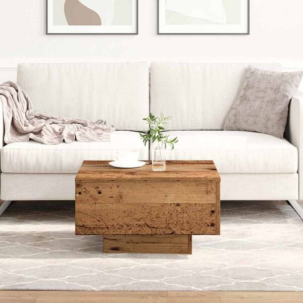 vidaXL Coffee Table Old Wood 21.65 x 21.65 x 12.20 in