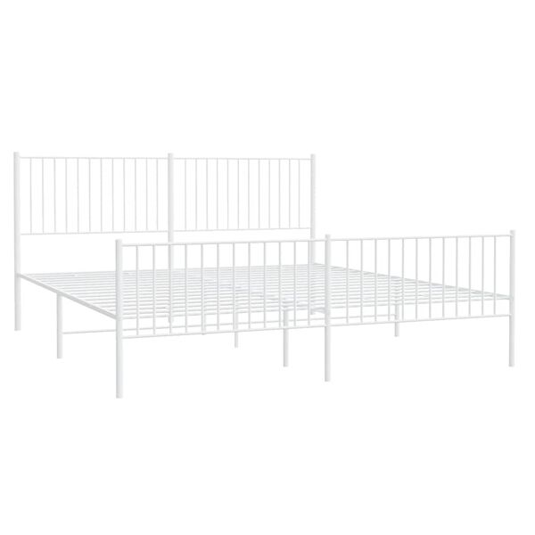 vidaXL Bed Frame White Powder-Coated Steel 76 x 80 in Bed Frame