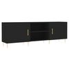 vidaXL TV Cabinet with Shelf with Storage with Door Black Medium Engineered wood, Iron