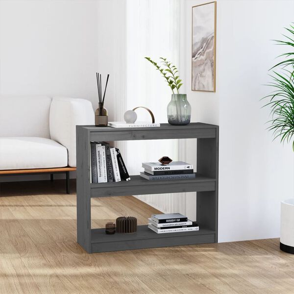 vidaXL Book Cabinet Grey Solid pine wood Medium Book Cabinet