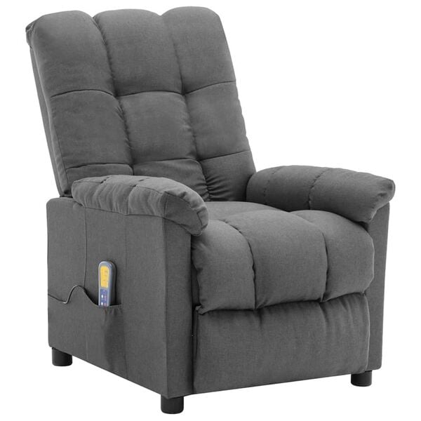 vidaXL Massage Recliner Light Gray Fabric