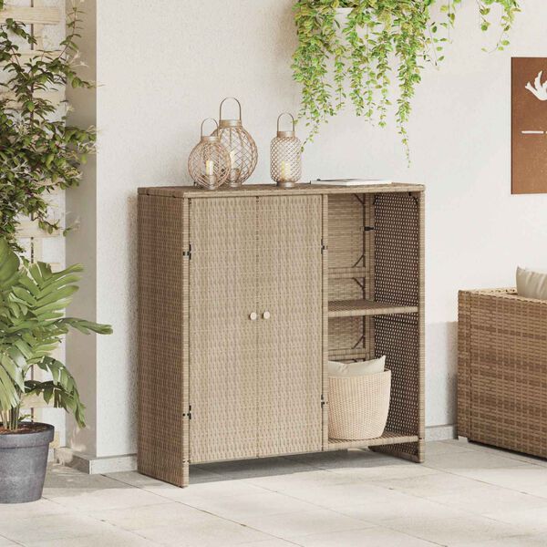 vidaXL Storage Cabinet with Door Beige 39.37 x 14.17 x 40.16 in Rattan
