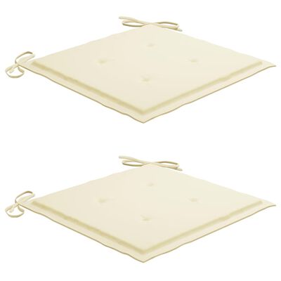vidaXL 3 Piece Bistro Set with Cream Cushions Solid Teak Wood