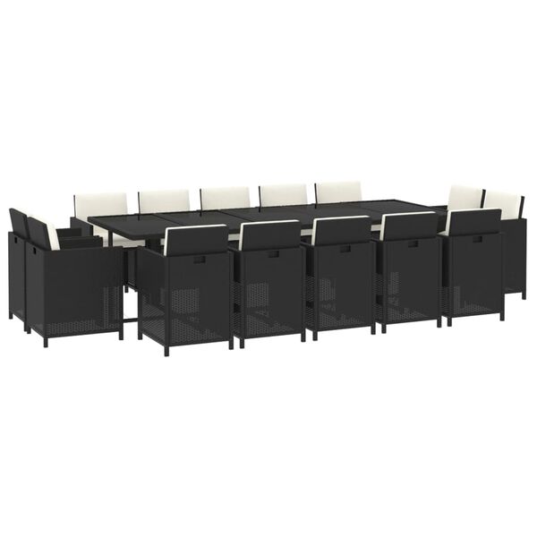 vidaXL Garden Dining Set Black, Cream White PE rattan Large Expandable