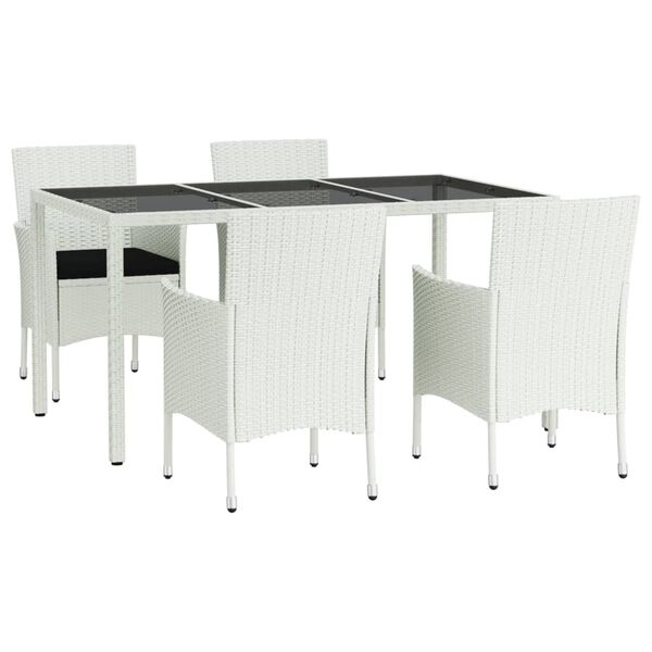 vidaXL Patio Dining Set Set of 4 White, Black