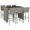 vidaXL Garden Bar Set Grey PE rattan, powder-coated steel, tempered glass
