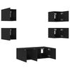 vidaXL TV Wall Unit Black Engineered Wood Medium TV Wall Unit