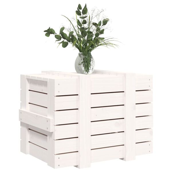 vidaXL Storage Box White Solid pine wood Medium Storage Box