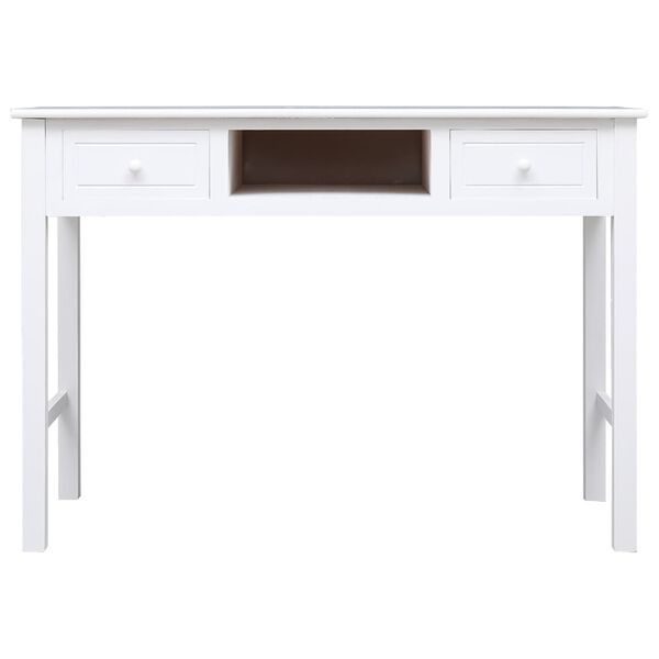 vidaXL Desk White Solid Paulownia wood, plywood Medium Desk