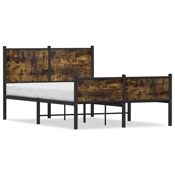 vidaXL Bed Frame Smoked Oak Steel Double Bed Frame Rectangular
