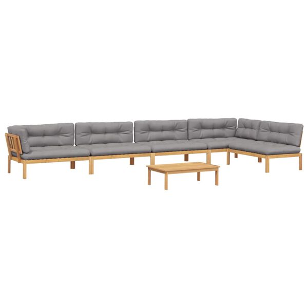 vidaXL Pallet Sofa Set Grey Solid acacia wood Large Modular