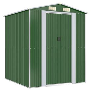vidaXL Garden Shed Green Galvanized Steel Large Garden Shed