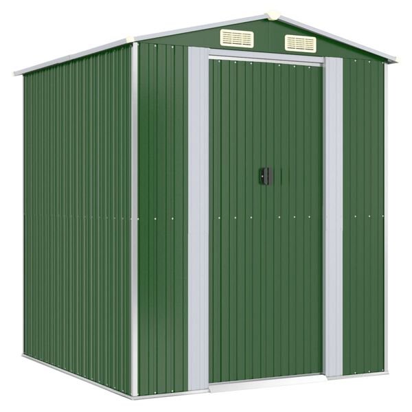 vidaXL Garden Shed Green Galvanized Steel Large Garden Shed