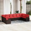 vidaXL Sofa Set with Cushion 10 pcs Brown Synthetic: Poly Rattan