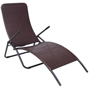 vidaXL Sun Lounger Brown Poly Rattan, Powder-Coated Steel Medium