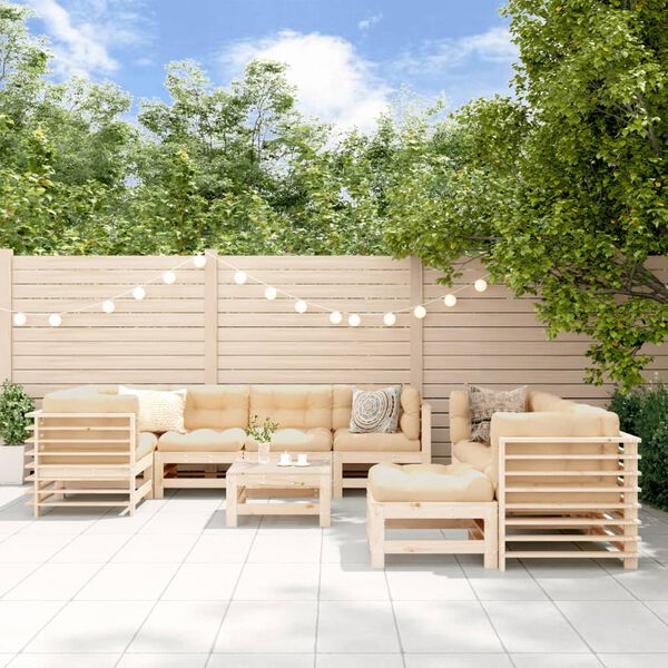 vidaXL Garden Lounge Set Beige, Natural Wood