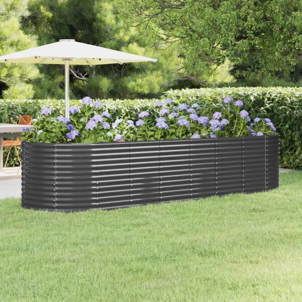 vidaXL Garden Raised Bed Anthracite Powder-coated steel Large Durable