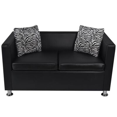 vidaXL Sofa Set Armchair 2-Seater 3-Seater Black Faux Leather