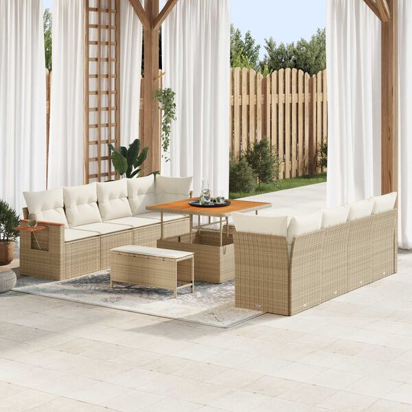 vidaXL Garden Sofa Set with Cushion Manual 11 pcs beige and cream