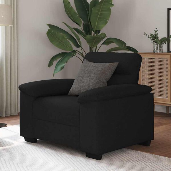 vidaXL Sofa Chair Black Polyester, Metal, Plywood, Solid Wood
