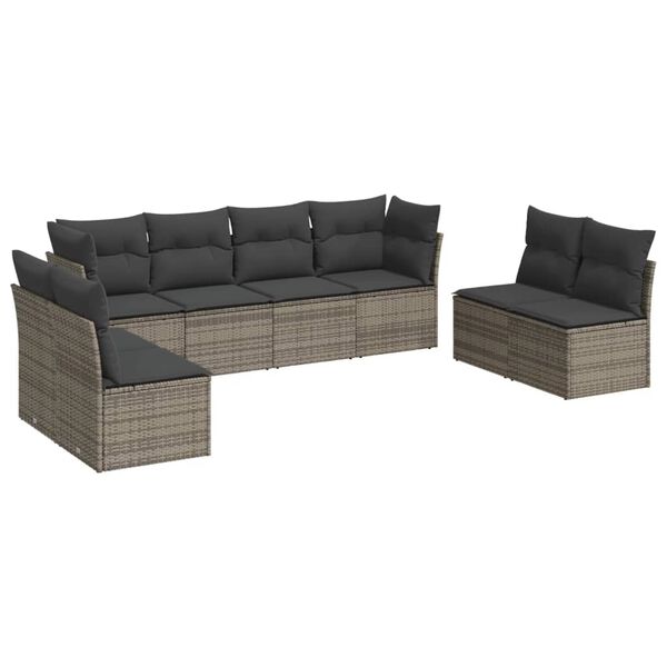 vidaXL Garden Sofa Set Gray PE rattan, Powder-coated steel Large Modular
