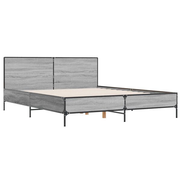 vidaXL Bed Frame without Mattress Grey Sonoma 120 x 78.7 "