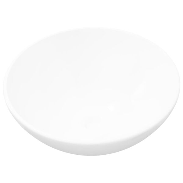 vidaXL Ceramic Bathroom Sink Basin White Round