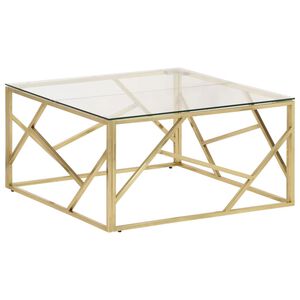 vidaXL Coffee Table Gold Stainless Steel Medium Coffee Table Square