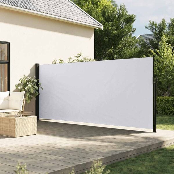 vidaXL Retractable Side Awning White 100% polyester with PU coating