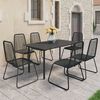 vidaXL 7 Piece Patio Dining Set PVC Rattan Black