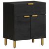 vidaXL Bedside Cabinet Black Engineered wood, solid mango wood, brass