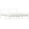 vidaXL Bed Frame White Powder-Coated Steel King Size Bed Frame