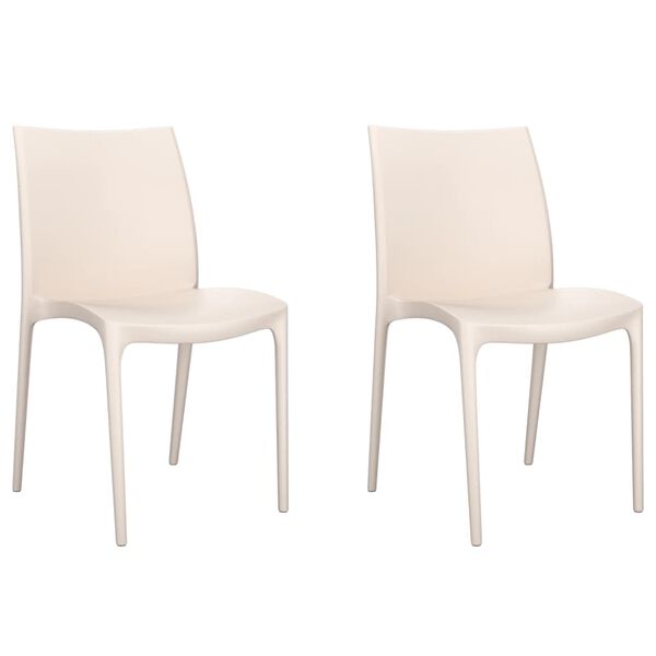 vidaXL Garden Chair Set of 2 Cream Polypropylene (PP) Standard Durable
