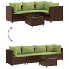 vidaXL Patio Lounge Set Brown PE rattan Adjustable Feet Patio Lounge Set