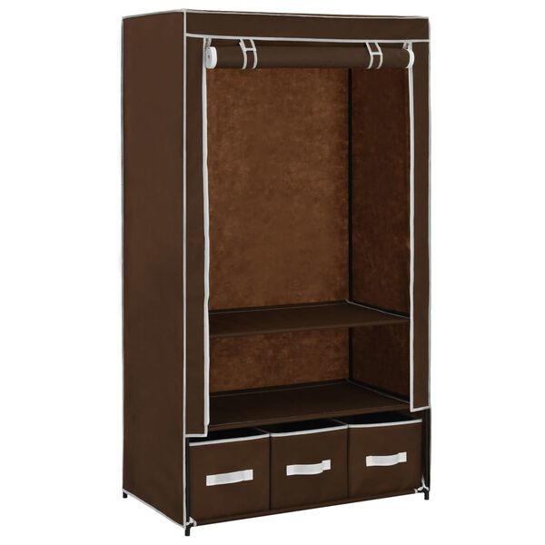 vidaXL Wardrobe Brown Non-woven fabric Medium Collapsible Wardrobe