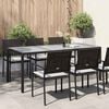 vidaXL Garden Table Brown Poly rattan, tempered glass, powder-coated steel