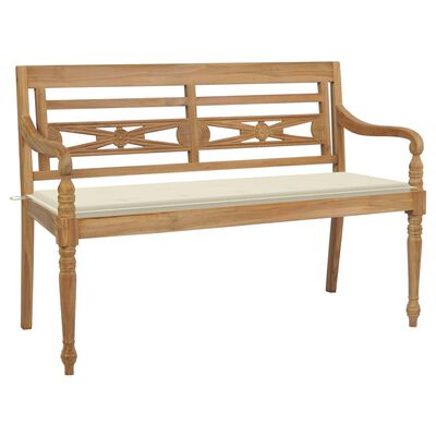 vidaXL Batavia Bench with Cream Cushion 59.1" Solid Teak Wood